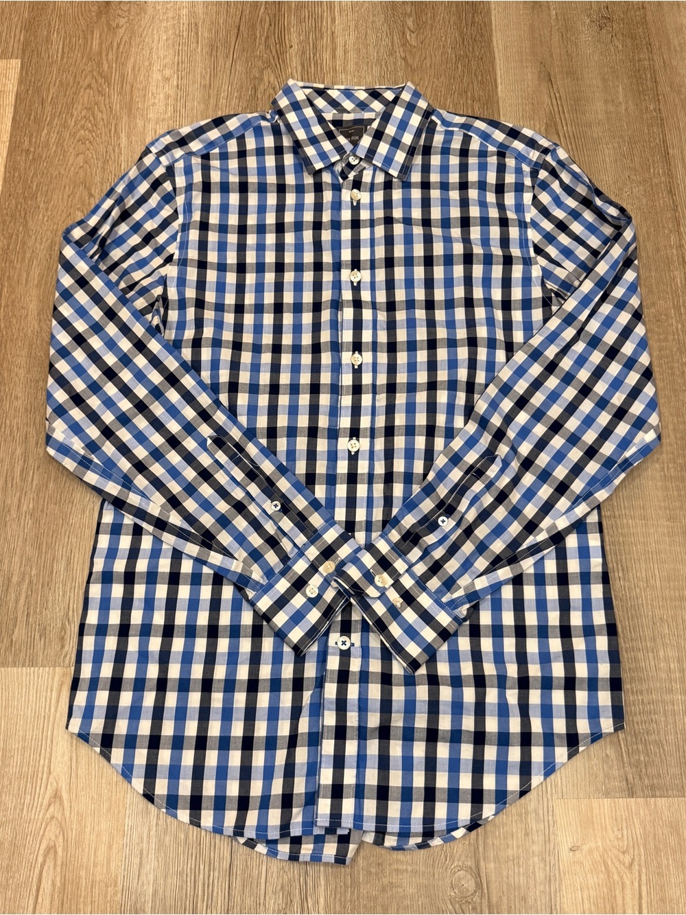 GAP Blue and White Check Button-Down Shirt